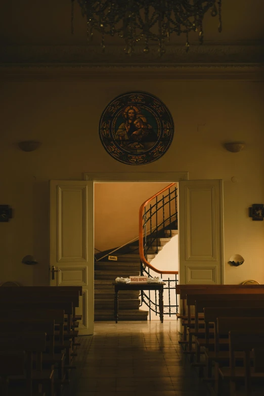 a staircase leading to the top floor of a building