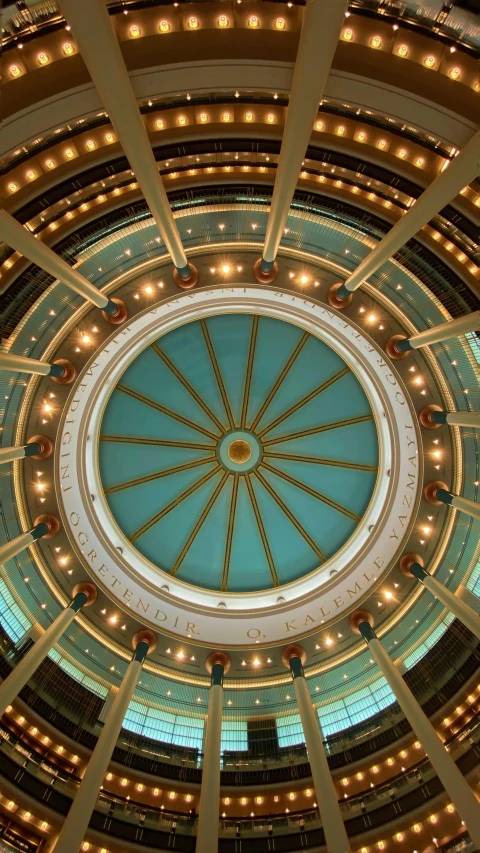 a very high ceiling view looking down at the interior