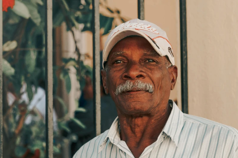 a man with a fake mustache in his left eye