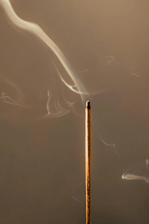 a small brown candle sitting in the smoke