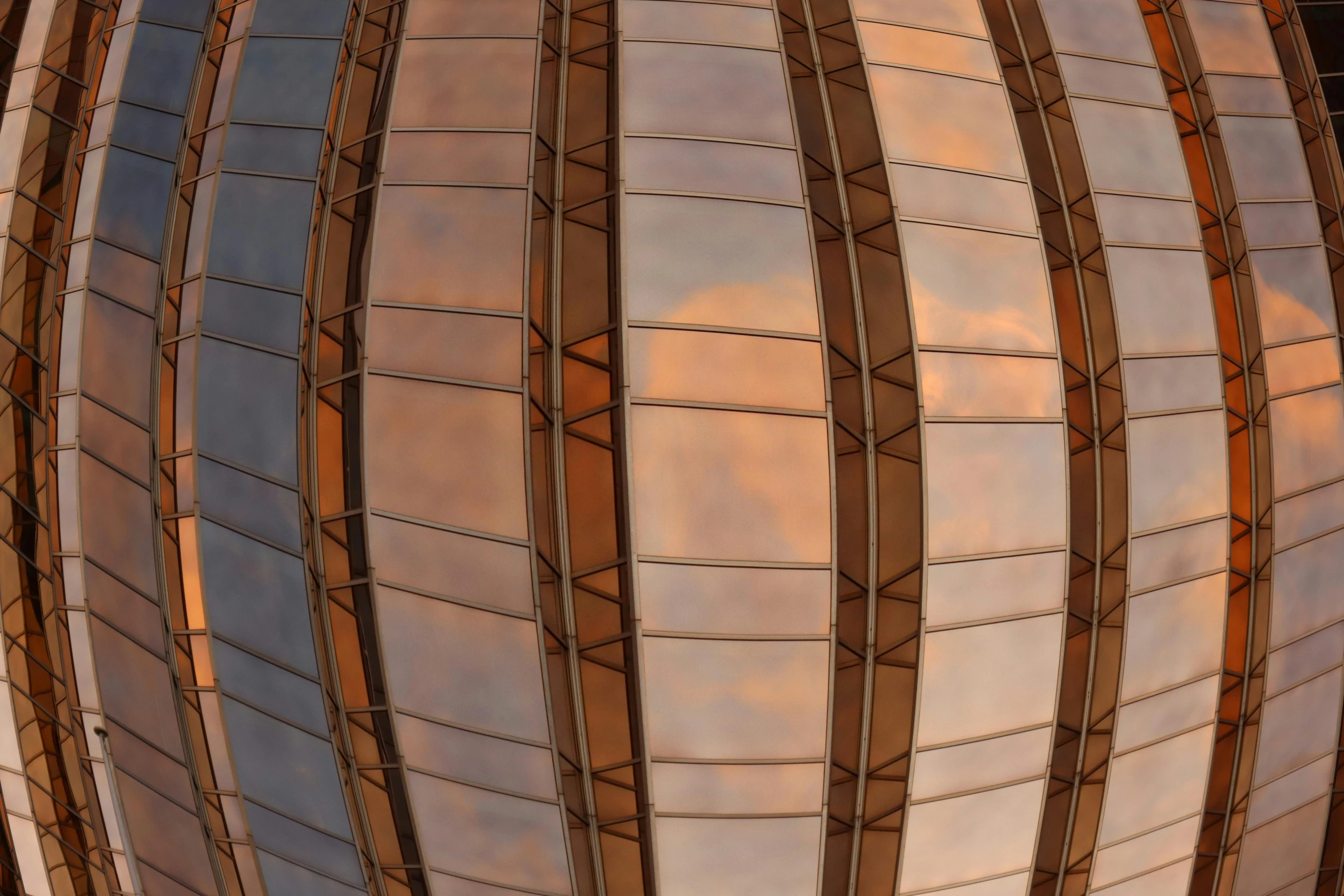 the side of an orange and brown glass structure