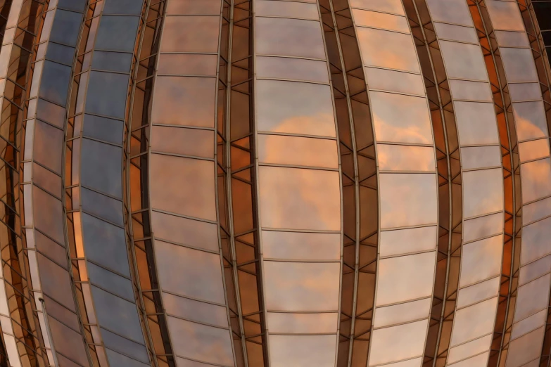 the side of an orange and brown glass structure