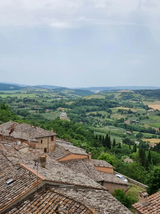 the view from a house's roof in a village