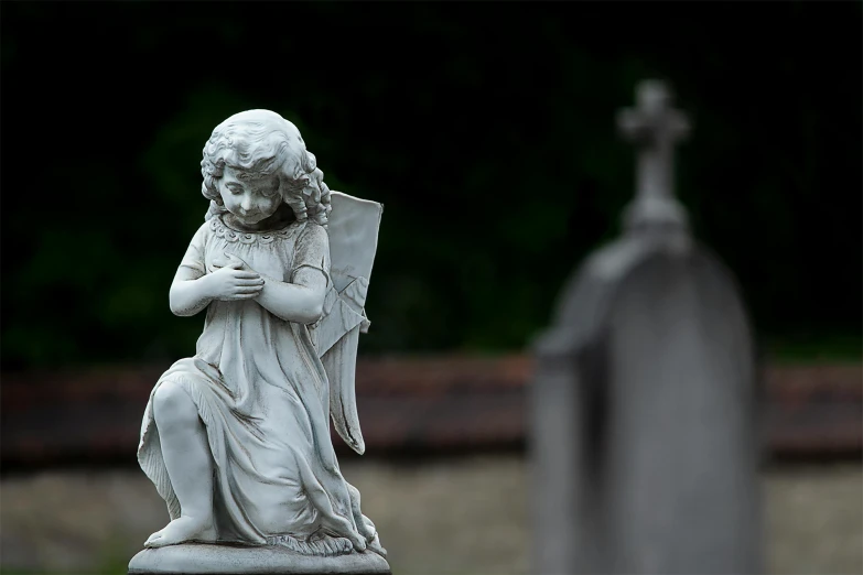 an image of a cemetery with a statue