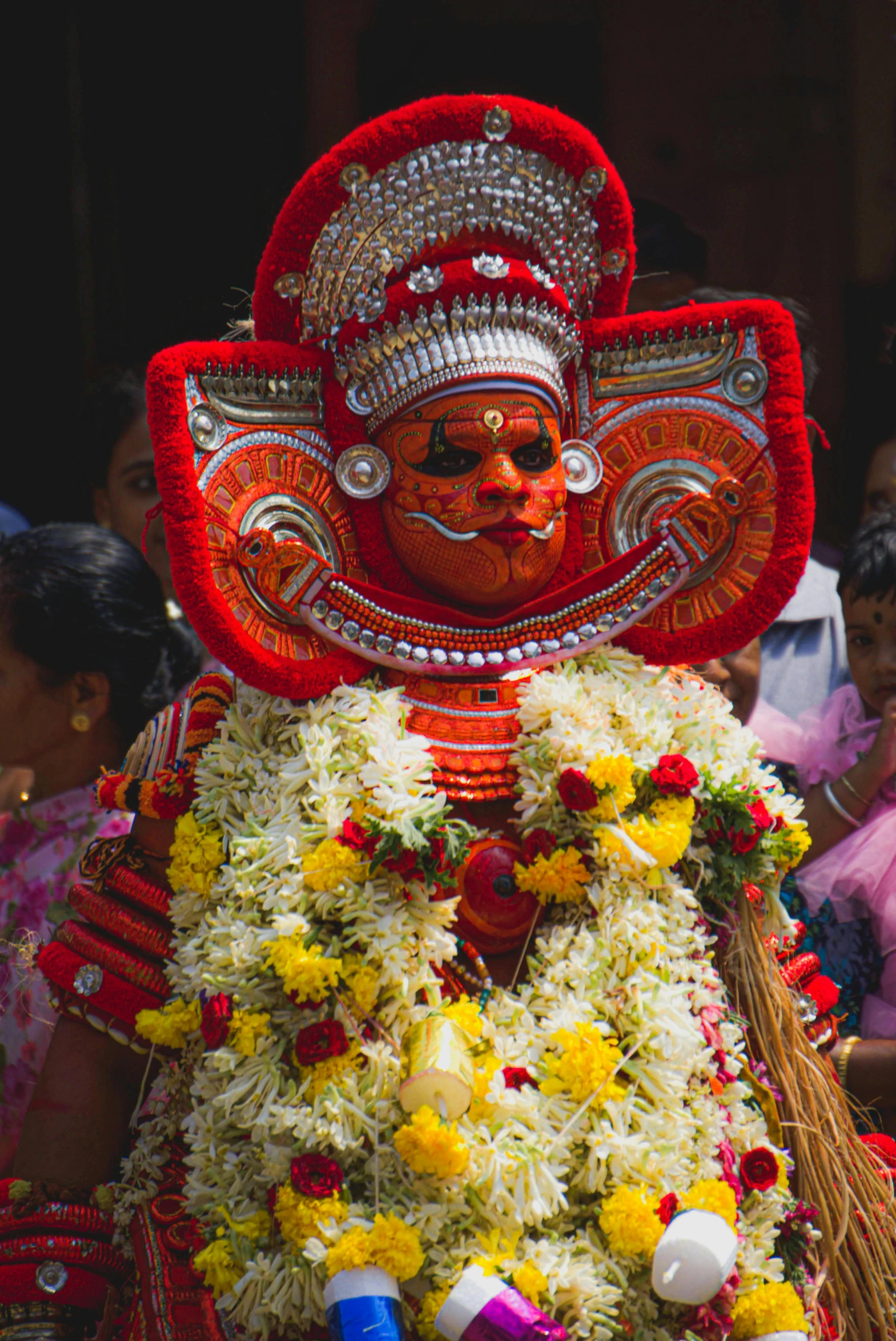 an elaborate decorated indian float during the day