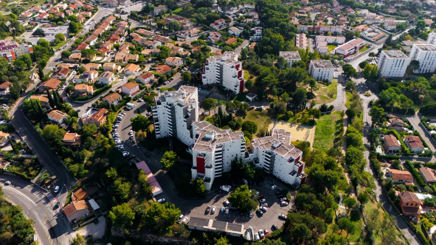 an aerial view of a city from above