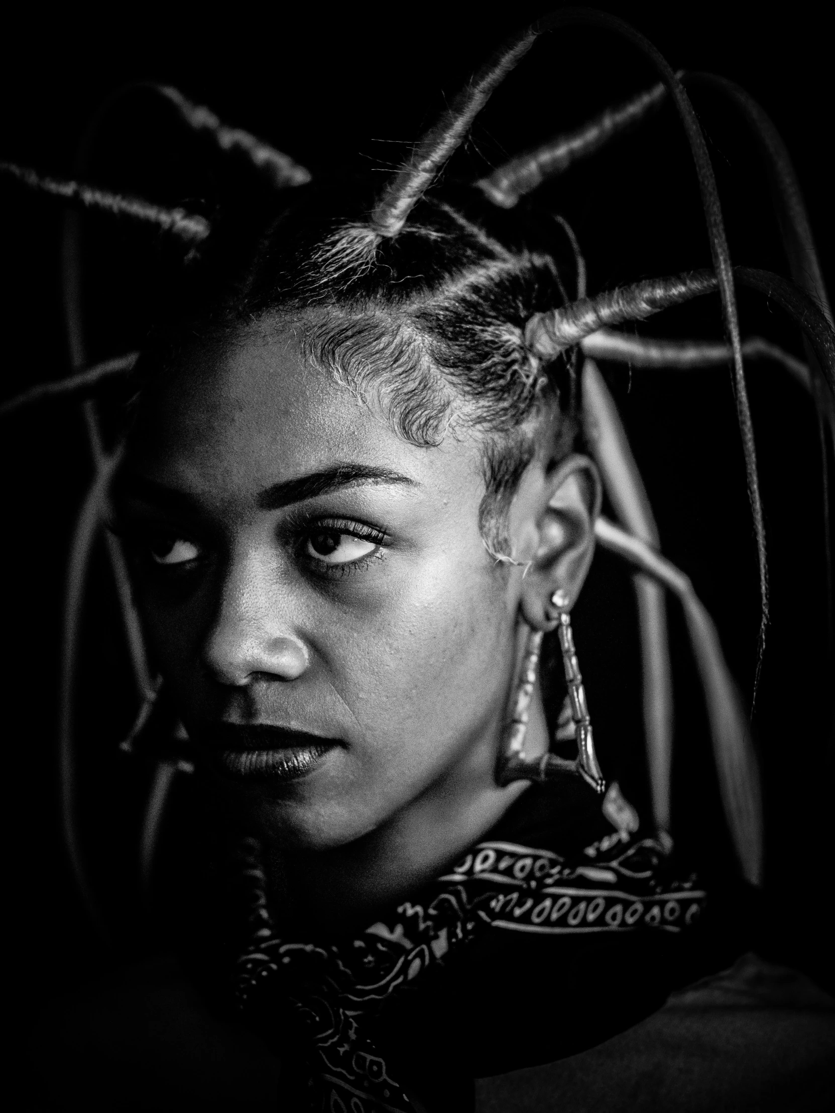 woman with silver nails in her hair