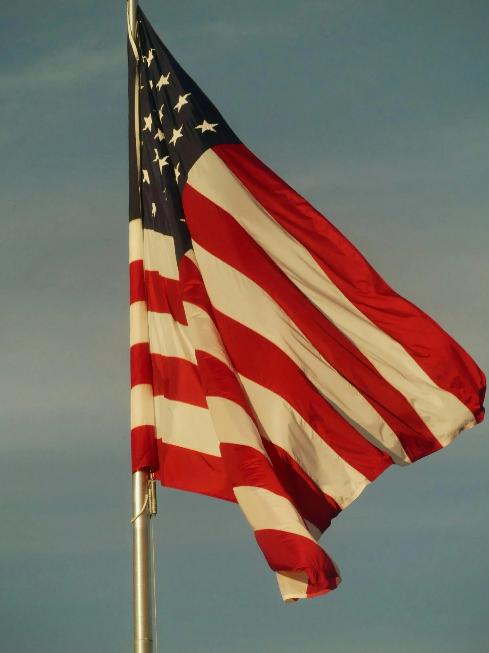 a big flag waving in the wind