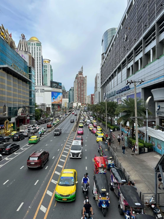 traffic in the city with cars and scooters