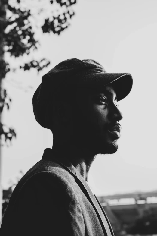 black and white portrait of a young man