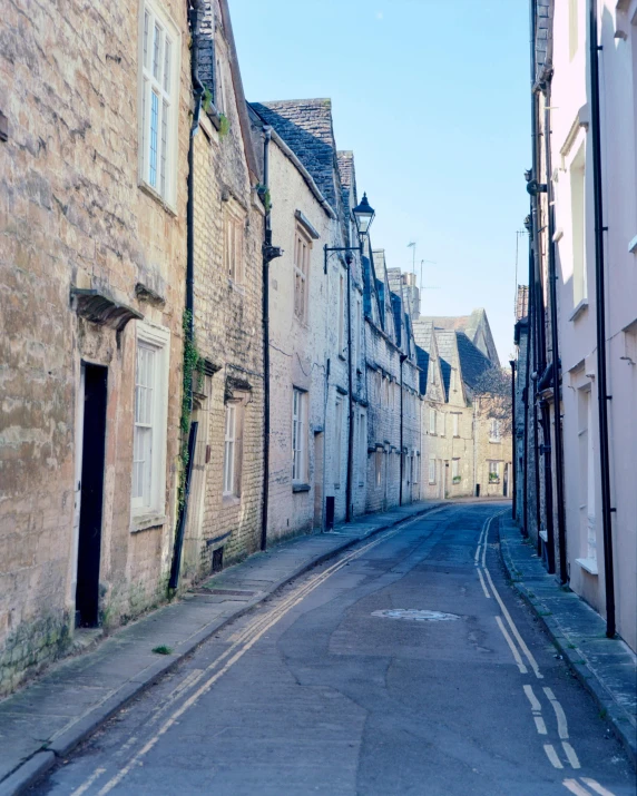 the street is narrow and old looking