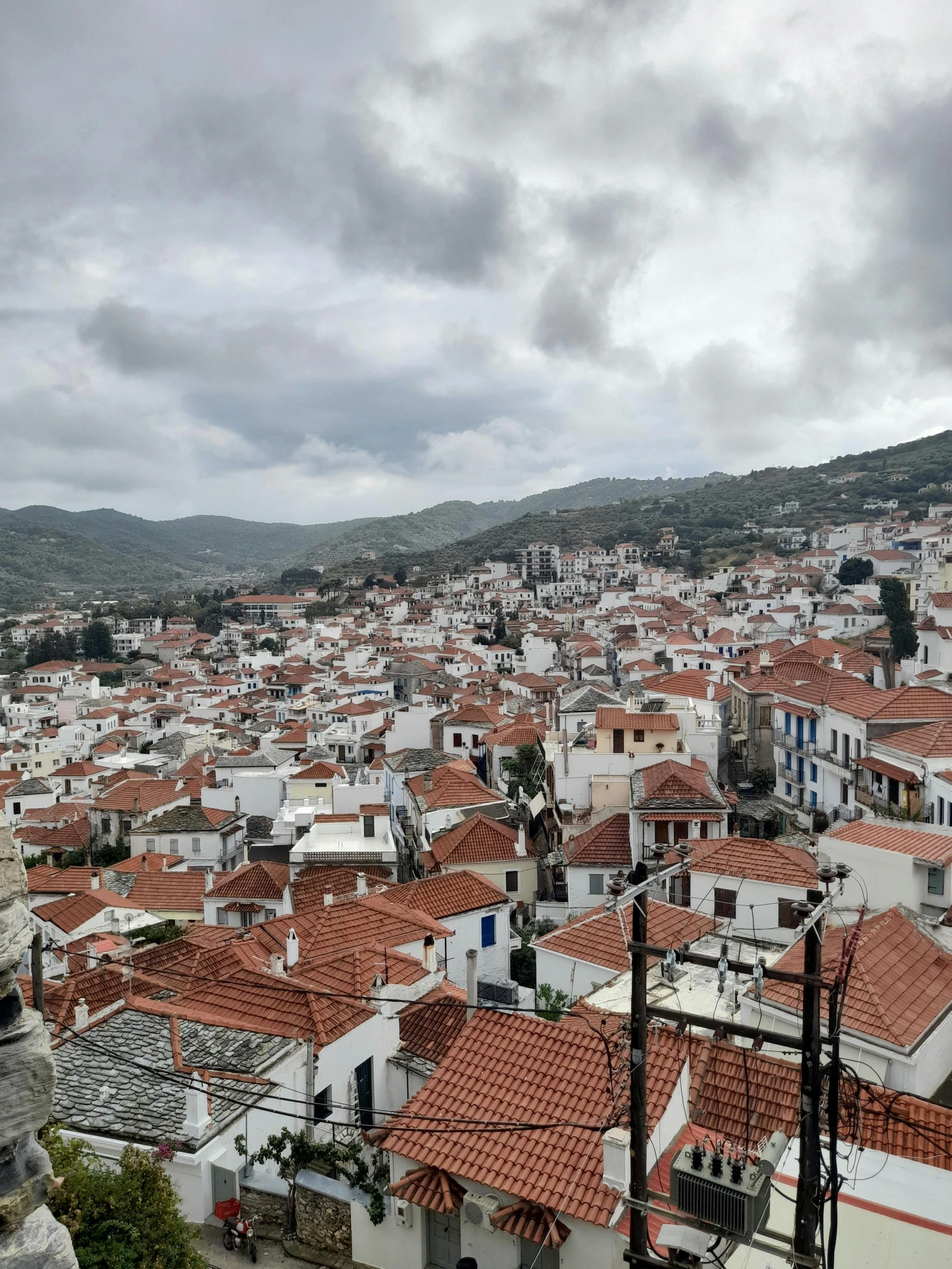 rooftops and buildings with red roofs on hillside