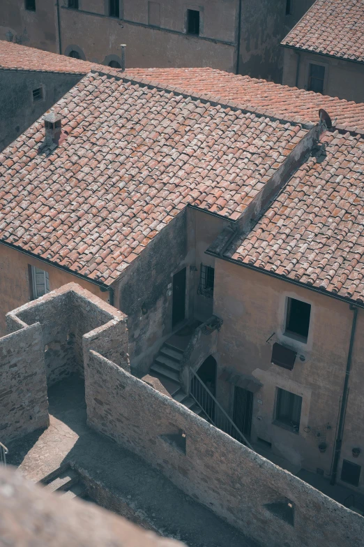 some very old stone building with small windows