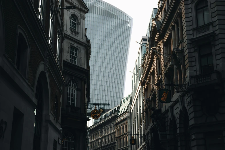 tall buildings and streets with windows and an intersection