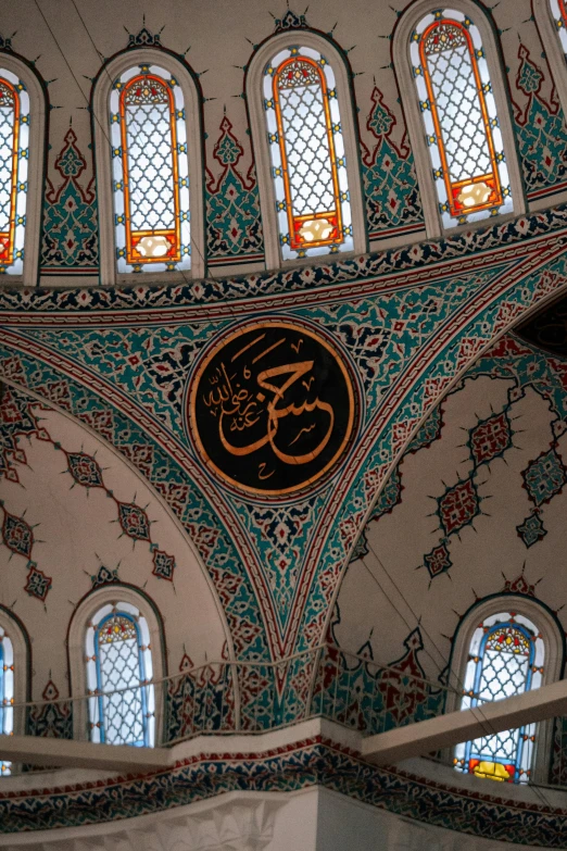 the large and ornate structure in a building with glass windows