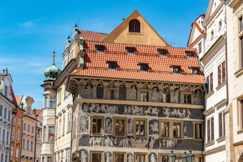 the architecture on top of the old buildings is reminiscent of medieval architecture