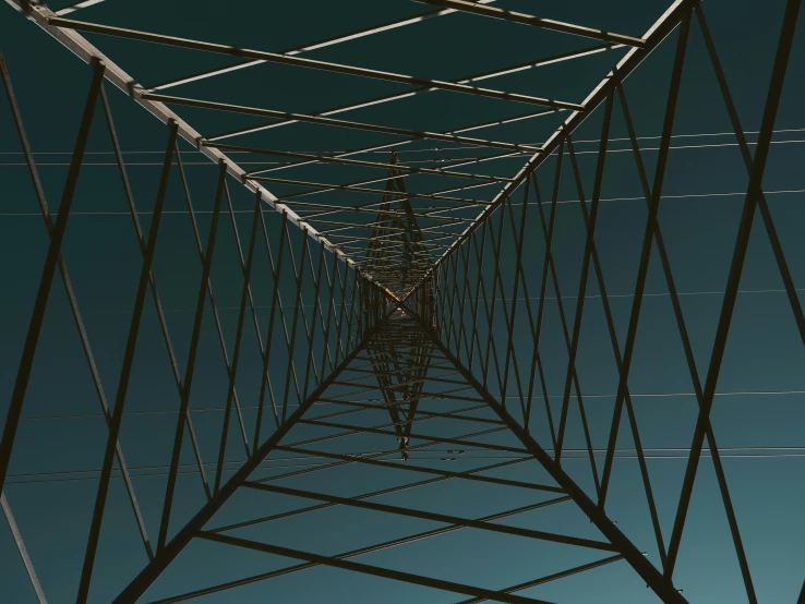 a high view of the power lines at night