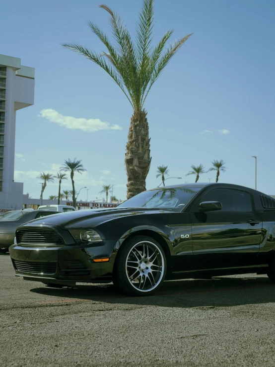 a car is parked in a parking lot