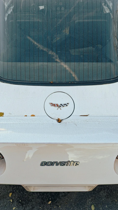 a close up of the hood and emblem on a classic mustang