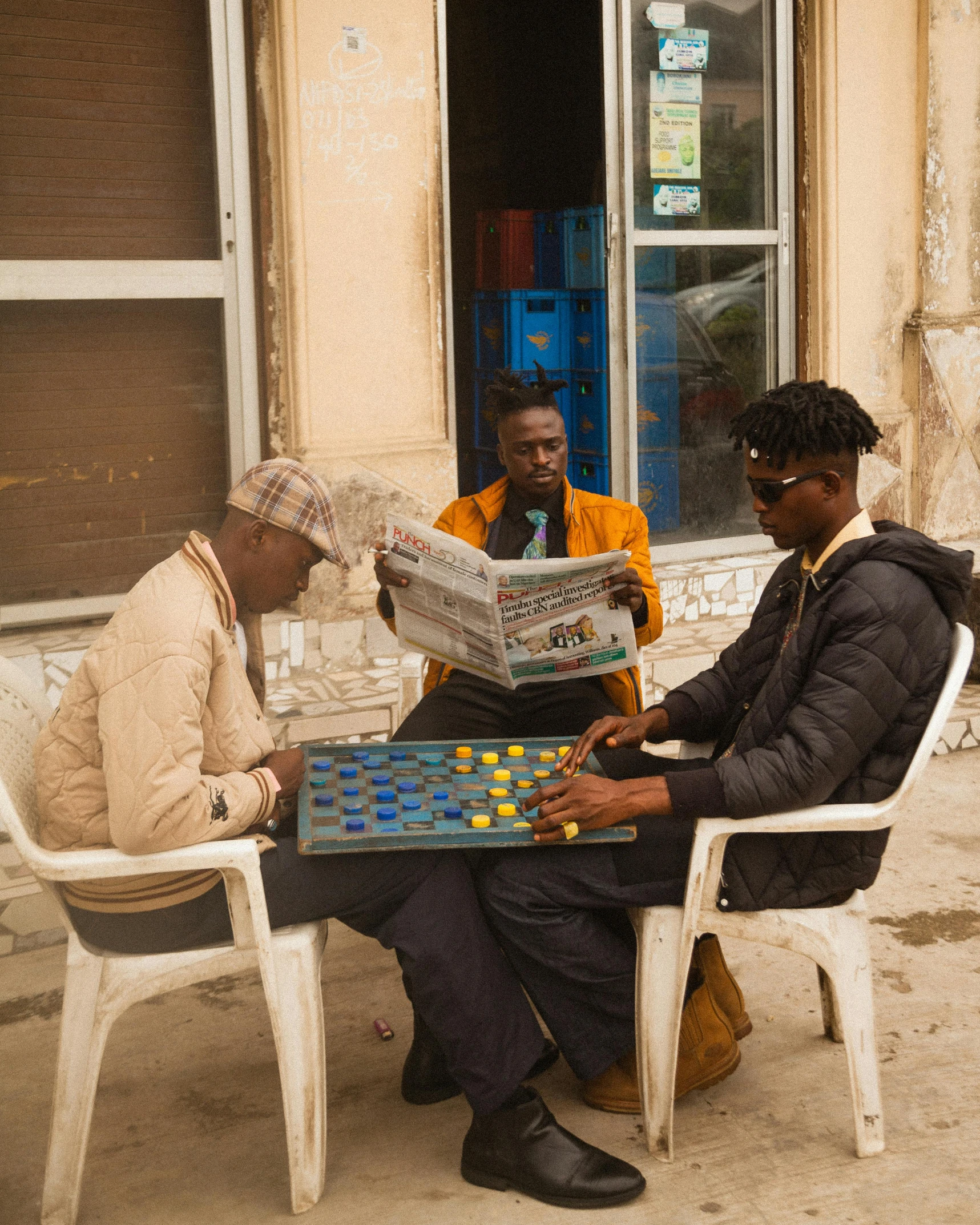 two men playing a game on the street