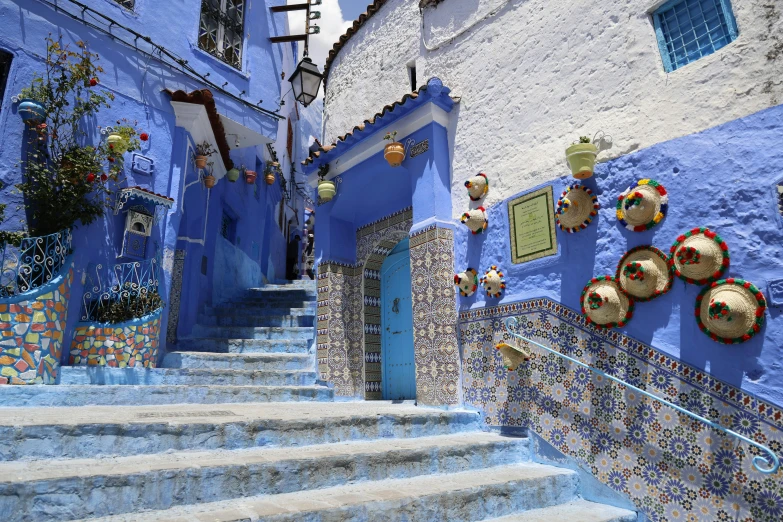 the blue walls and stairs in chefolo