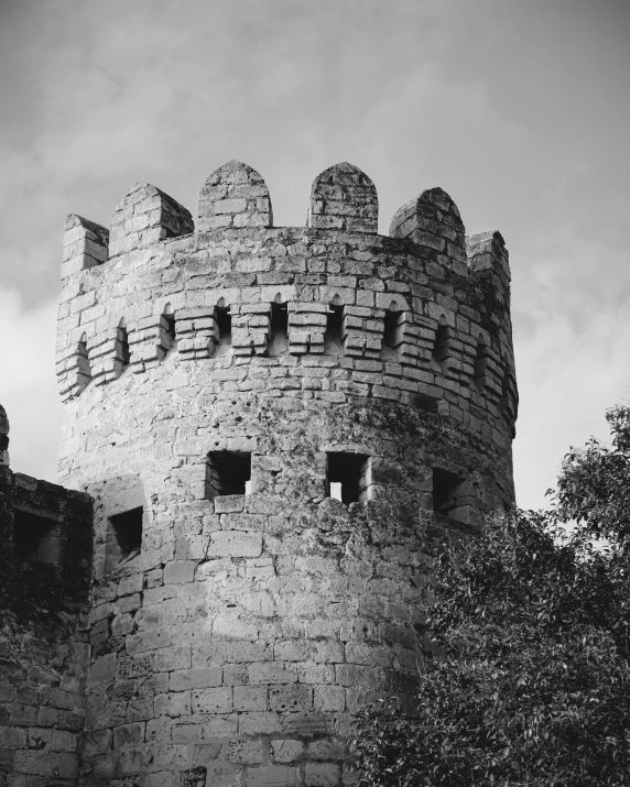 there is an old brick castle on the treeline