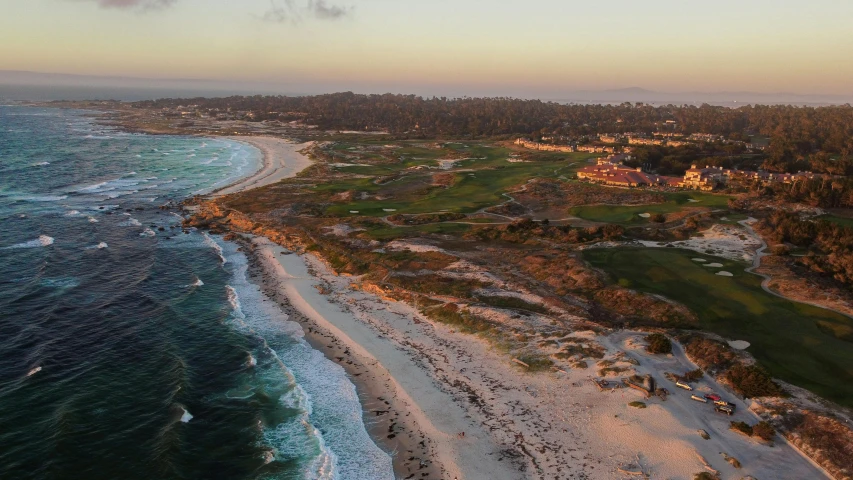 this aerial view is of the ocean shore with houses