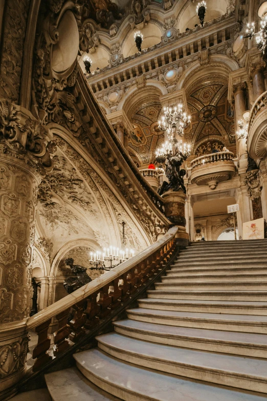 a group of stairs inside of a large building