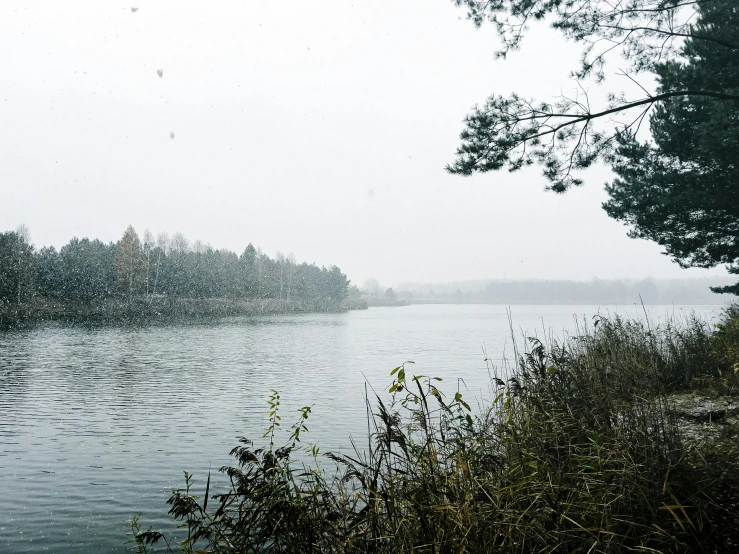 a picture of the water on a rainy day