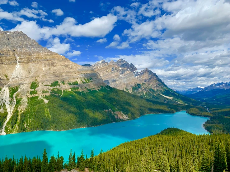 beautiful scenery with blue water and mountains