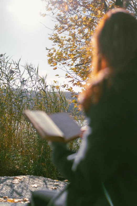 woman looking out at trees with a frisbee in her hand