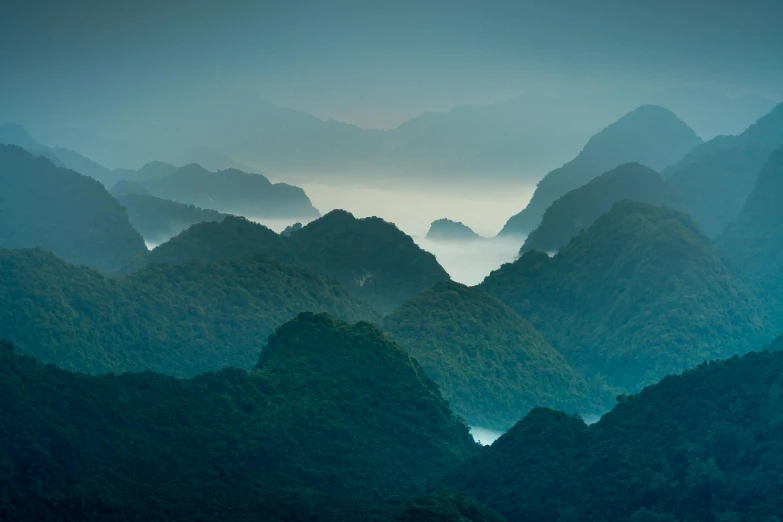 a view from the top of a mountain range of small islands