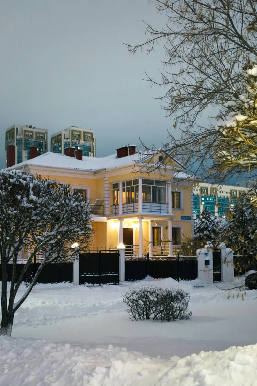 the house in the night is very lit up