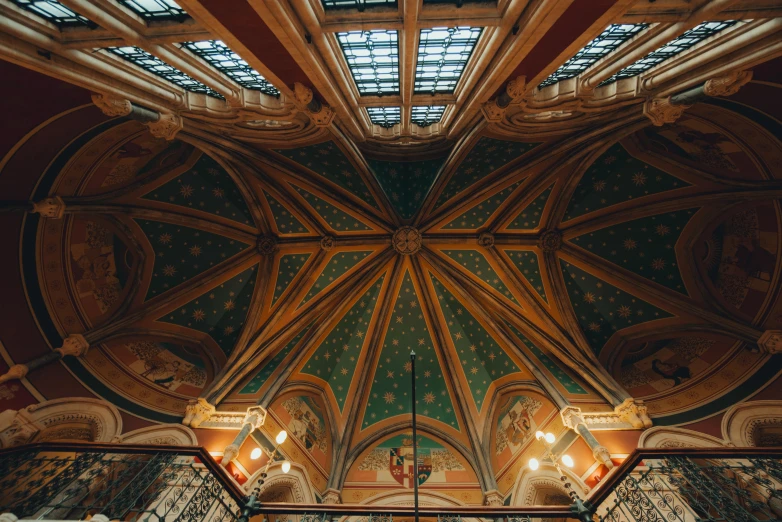 the ceiling in the church is very decorative