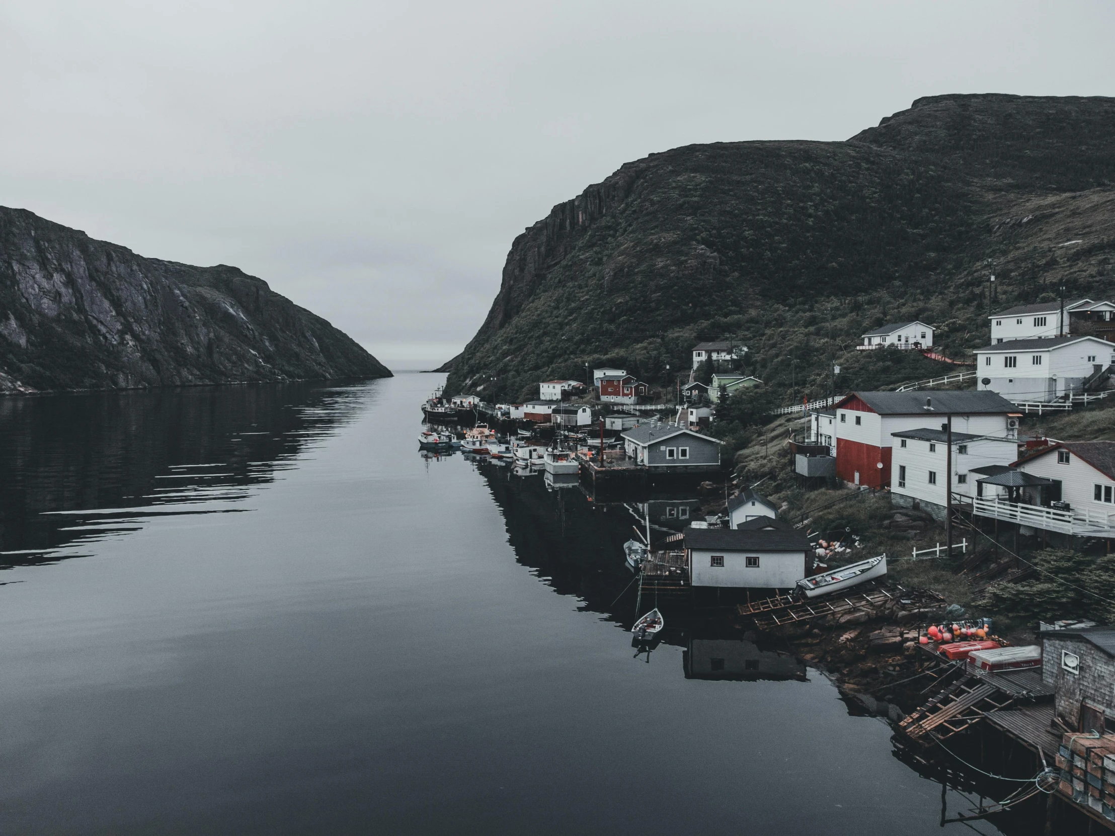 this is an image of a small village on the water