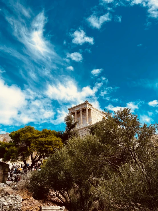 the building on the hill is made up of stone