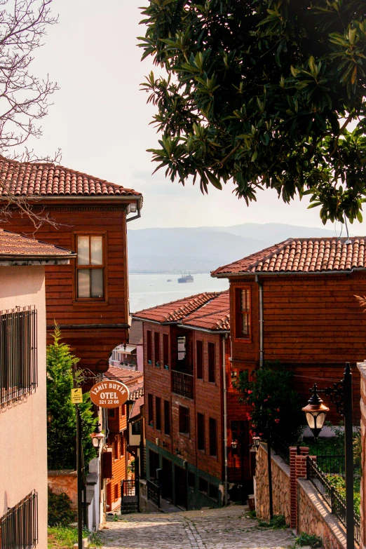 a street in a small town with houses