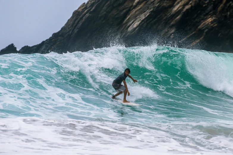 a man that is surfing in some waves