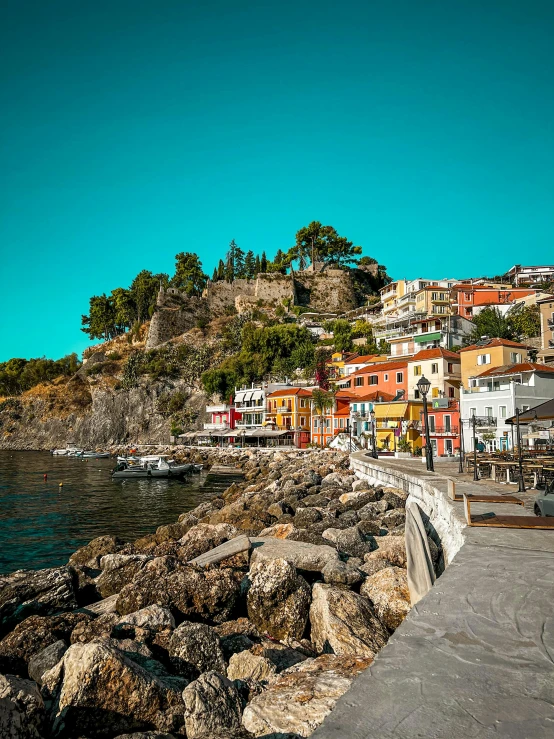 colorful houses on the hillside beside the ocean