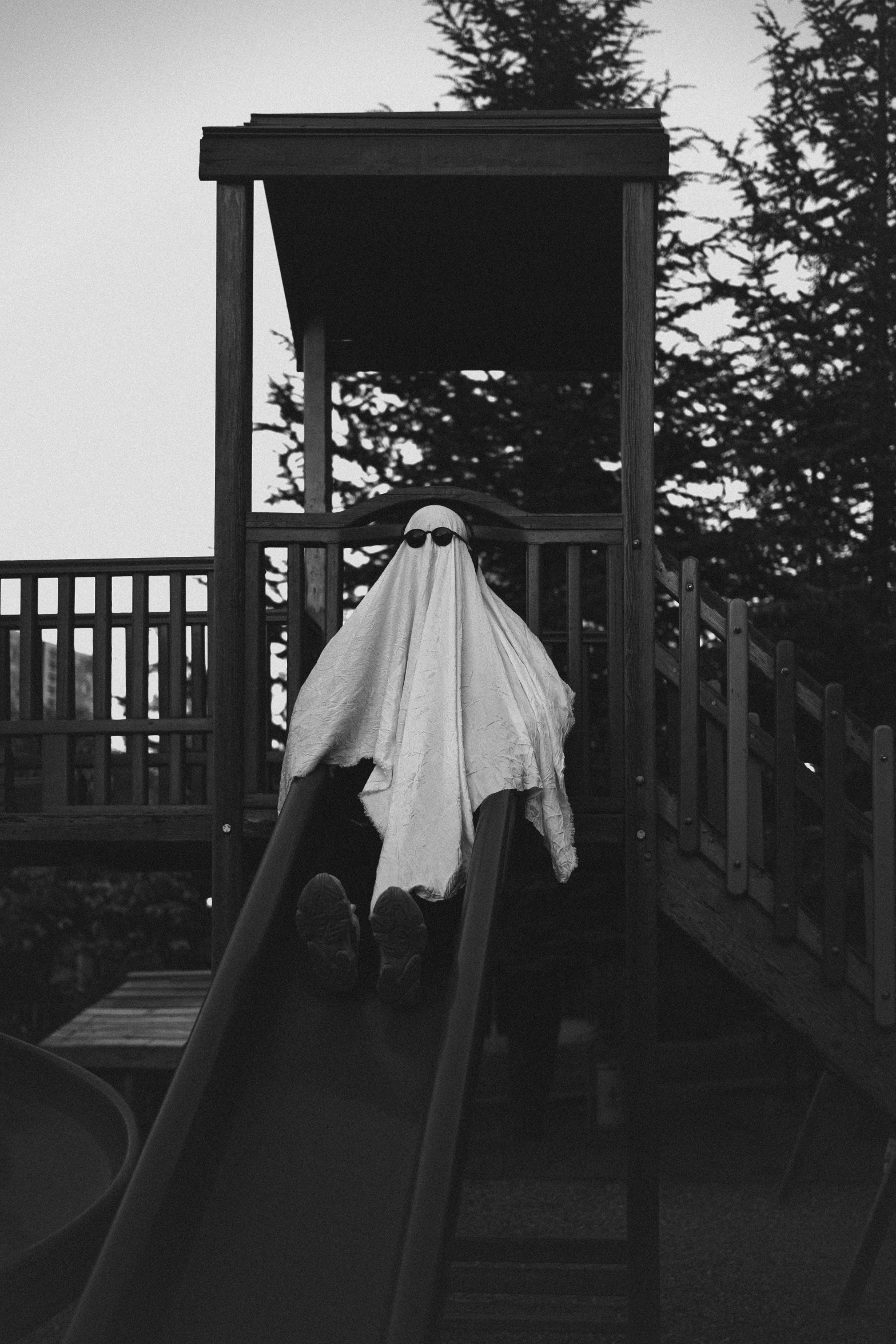 a white cloth covered object in a play area