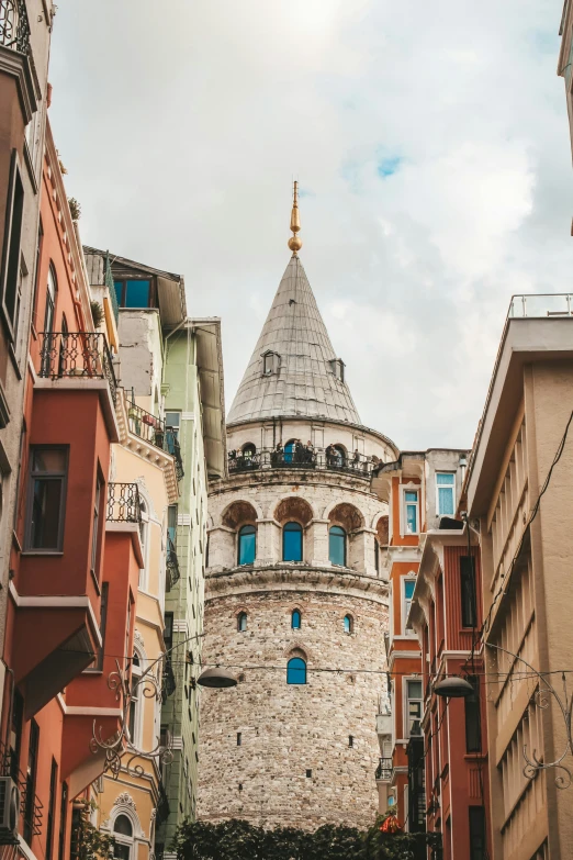 an old stone building on a city street