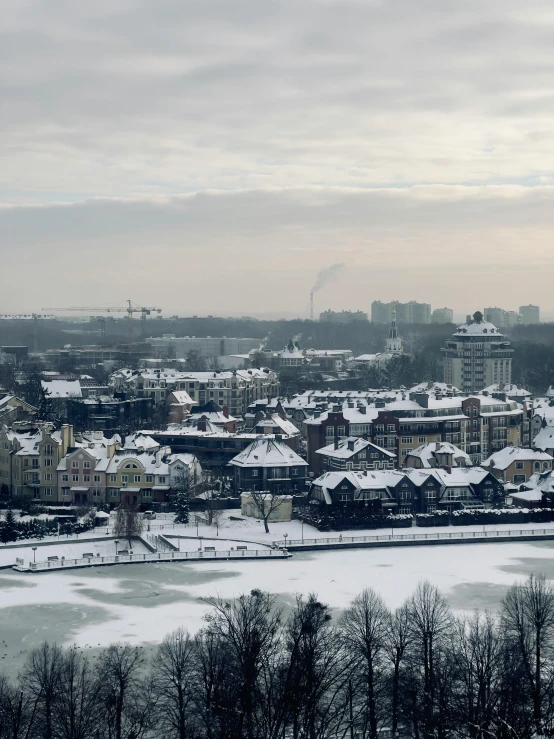 there is a view of snowy city in this scene