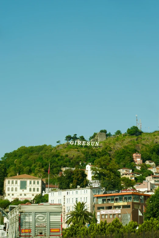 there is a city on top of a hill