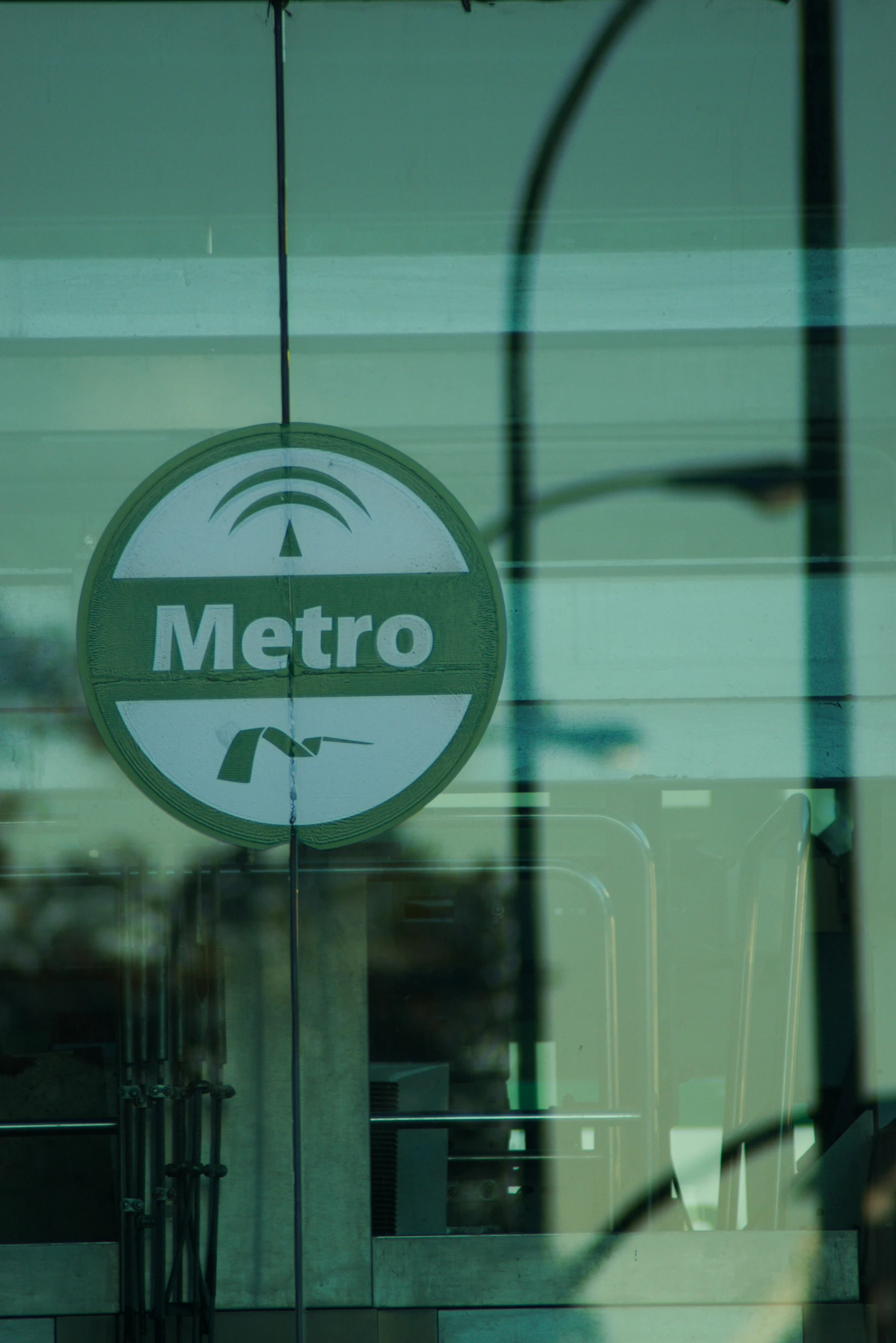 the sign outside of metro train on the window