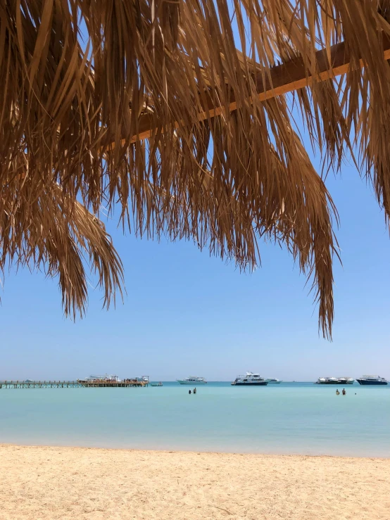 beach view from a beach bar with blue water