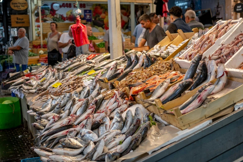 fish for sale at the outdoor market on the ocean