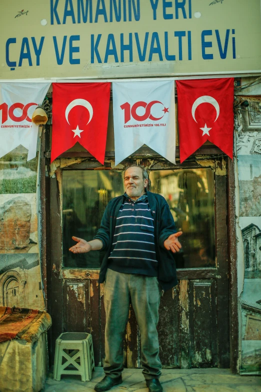 a man is standing in front of a doorway