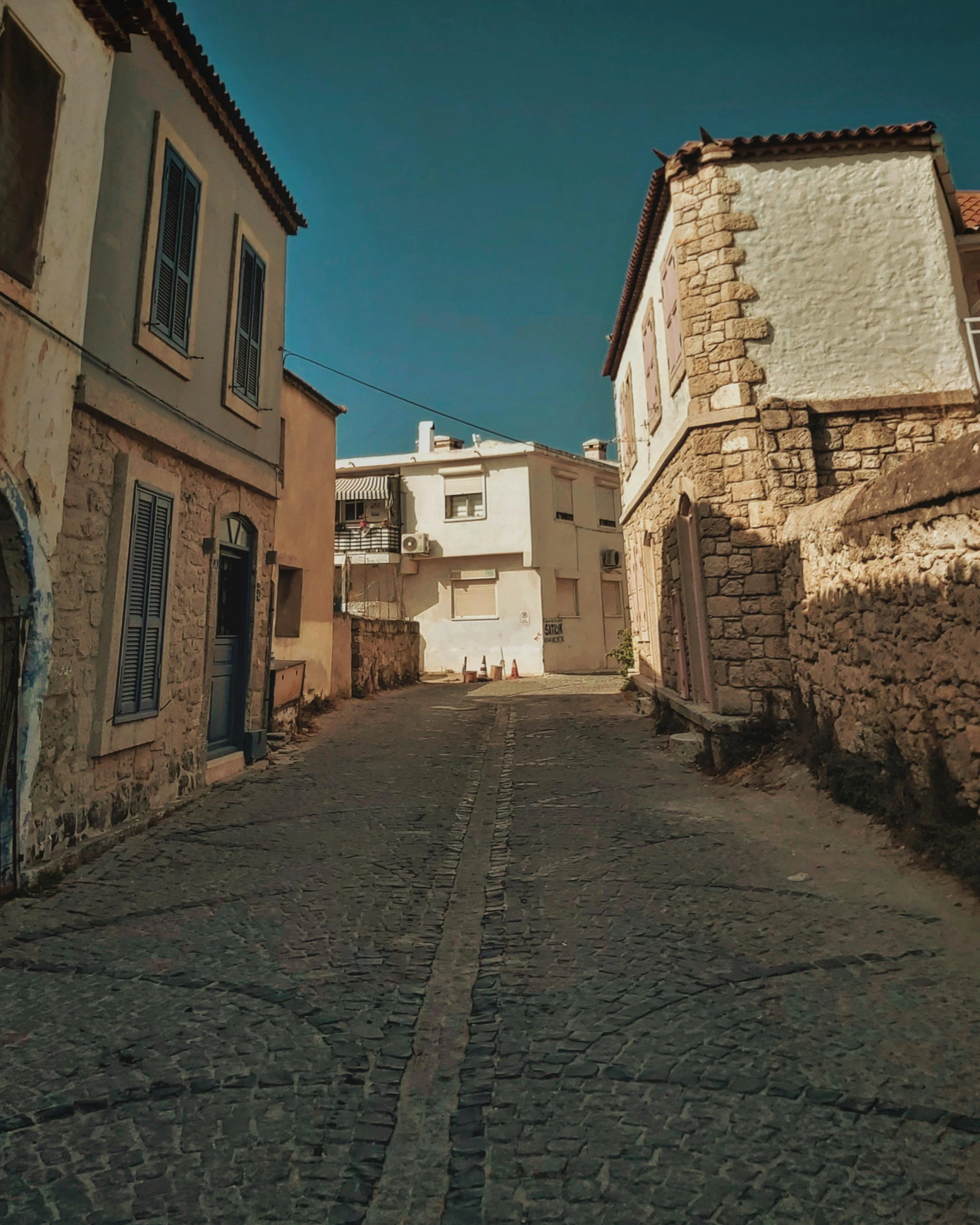 the empty alley in an old city