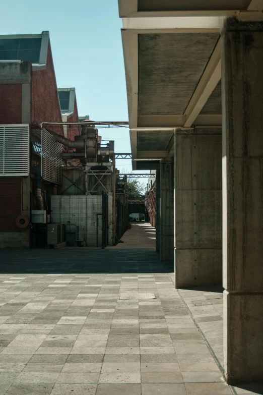 the stop sign is in front of a row of buildings