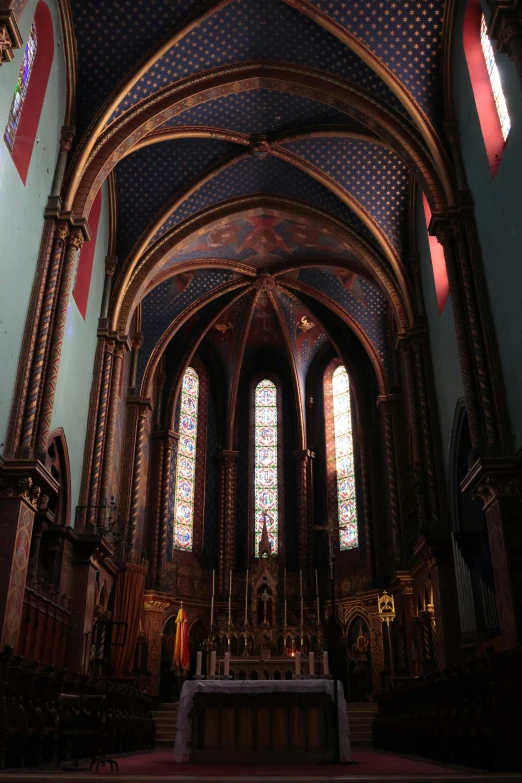 the inside of a large church with high ceilings